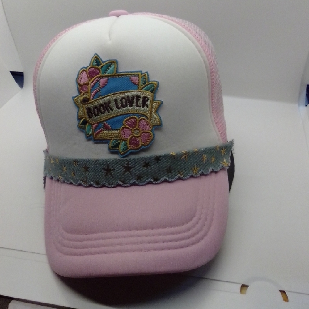 Hand Crafted Pink and White Book Lover Hat